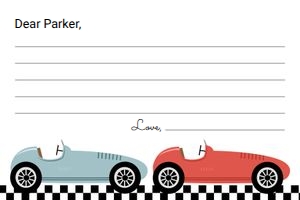 Race Car Time Capsule Card: Race Car Birthday Time Capsule