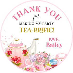 Tea Party Favor Label (Round): Tea Party Favor Label