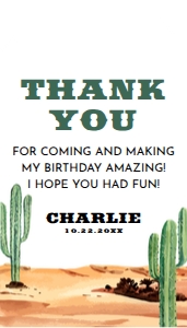 Western Birthday Thank You Tag: First Rodeo Birthday Invitation