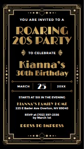 Gatsby 1920s Birthday Digital Invite design preview