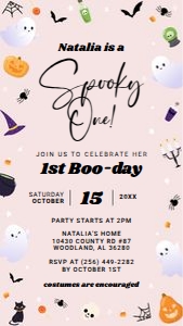 Spooky One Birthday Digital Invite design preview
