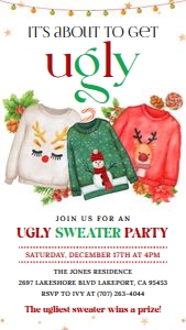 Ugly Sweater Party Digital Invite design preview