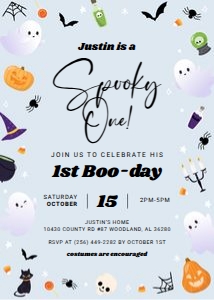 Spooky One Birthday Invitation (Blue) design preview