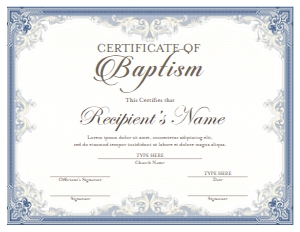 BLUE Certiificate of Baptism: BLUE Certificate of Baptism