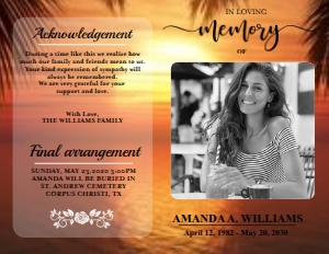 SUNSET BEACH FUNERAL BROCHURE design preview