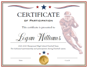 Red White Football Certificate design preview