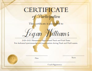Boys Cross Country Certificate design preview