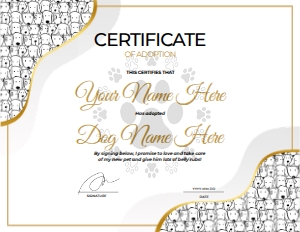 Dog Certificate of Adoption V2 design preview