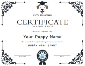 Puppy Graduation Certificate design preview