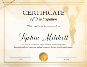Cheerleader Brown Certificate design preview