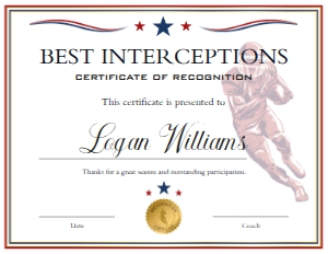 Red Blue White Football End of Season Award - Best Interceptions: Red Blue White Football End of Season Award BUNDLE
