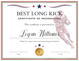 Red Blue White Football End of Season Award - Best Long Kick: Red Blue White Football End of Season Award BUNDLE
