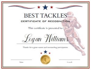 Red Blue White Football End of Season Award - Best Tackles: Red Blue White Football End of Season Award BUNDLE