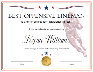 Red Blue White Football End of Season Award - Best Offensive Lineman: Red Blue White Football End of Season Award BUNDLE
