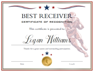 Red Blue White Football End of Season Award - Best Receiver: Red Blue White Football End of Season Award BUNDLE