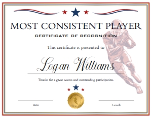 Red Blue White Football End of Season Award - Most Consistent Player: Red Blue White Football End of Season Award BUNDLE