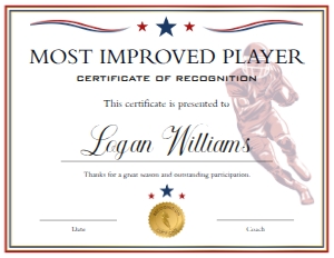 Red Blue White Football End of Season Award - Most Improved Player: Red Blue White Football End of Season Award BUNDLE