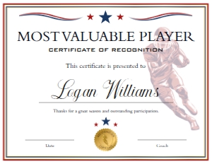 Red Blue White Football End of Season Award - Most Valuable Player: Red Blue White Football End of Season Award BUNDLE