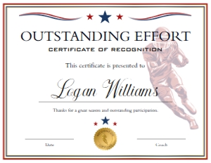 Red Blue White Football End of Season Award - Outstanding Effort: Red Blue White Football End of Season Award BUNDLE
