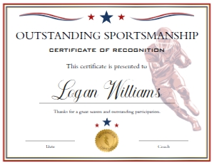 Red Blue White Football End of Season Award - Outstanding Sportsmanship: Red Blue White Football End of Season Award BUNDLE