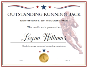 Red Blue White Football End of Season Award - Outstanding Running Back: Red Blue White Football End of Season Award BUNDLE