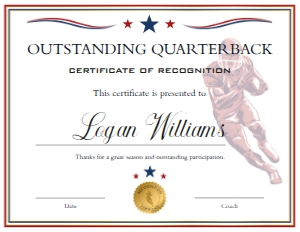 Red Blue White Football End of Season Award - Outstanding Quarterback: Red Blue White Football End of Season Award BUNDLE