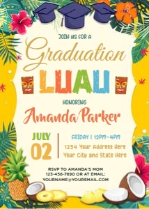 Luau Graduation Invitation design preview