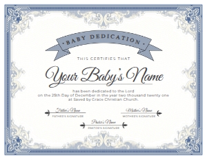 Blue Baby Dedication Certificate design preview