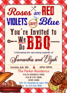 Red Blue We Do BBQ Nuptial Invitation: Red Blue We Do BBQ Nuptial Invitation