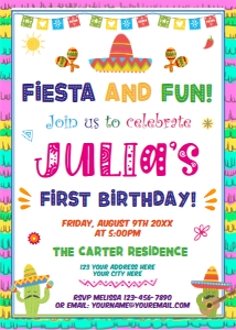 Fiesta Birthday Invitation Version 2: Fiesta Birthday Invitation Version 2