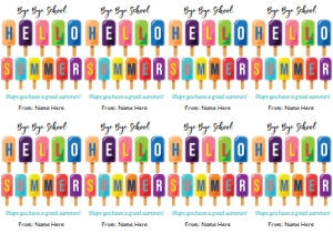 Bye Bye School Hello Summer Gift Tags - 8 Tags per page: Bye Bye School Hello Summer Gift Tags