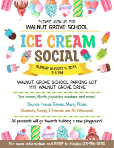 Back to School Ice Cream Social Flyer design preview