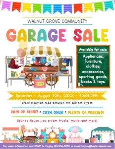 Community Garage Sales Flyer: Community Garage Sales Flyer