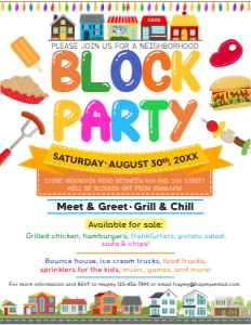 Neighborhood Block Party Flyer design preview