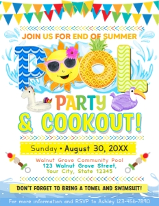 Sports Pool Party Flyer: Pool Party and Cookout Flyer