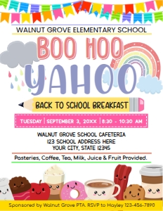 Boo Hoo Yahoo Back To School Breakfast Flyer Version 2 design preview