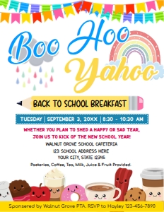Boo Hoo Yahoo Back To School Breakfast Flyer design preview