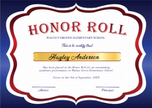 Honor Roll Certificate Design 3 design preview