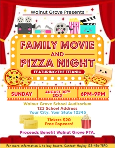 Pizza And Movie Night Flyer design preview