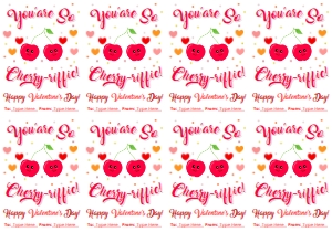 You're so Cherry-riffic, Happy Valentine's Day Gift Tags - 8 Tags Per Page: You're so Cherry-riffic, Happy Valentine's Day Gift Tags