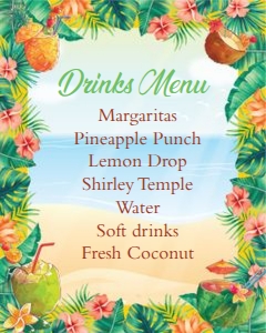 Luau Drink Menu - 8x10 Green: Luau Drink Menu