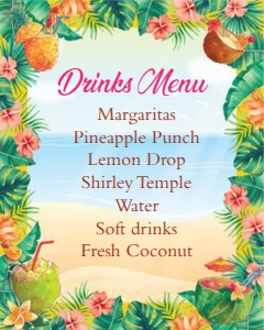 Luau Drink Menu - 8x10 Pink: Luau Drink Menu