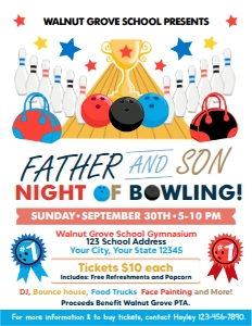 Father and Son Night of Bowling Flyer design preview