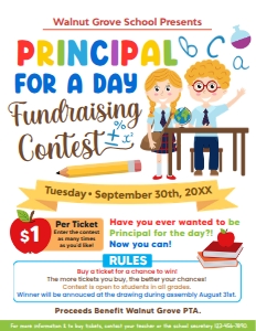 Principal Of A Day Fundraising Contest Flyer design preview