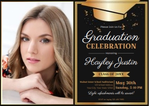 Graduation Invitation With Photo (Black and Gold) design preview