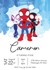 Spidey and His Amazing Friends Invitation 5 x 7: Spidey and His Amazing Friends Invitation