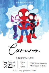 Spidey and His Amazing Friends Invitation 4 x 6: Spidey and His Amazing Friends Invitation
