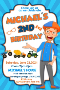 Blippi Invitation design preview