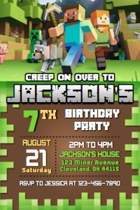 Minecraft Invitation 4 x 6: Minecraft Invitation