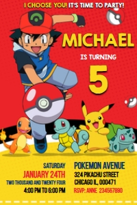 02 Pokemon  Invitation 4x6: Pokemon 2 Invitation